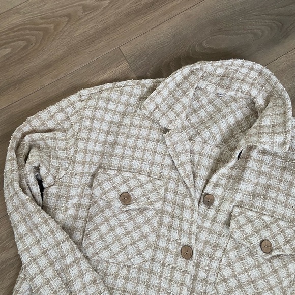 Kiss the Rainbow, Button up shift jacket, beige, plaid pattern - Picture 2 of 2